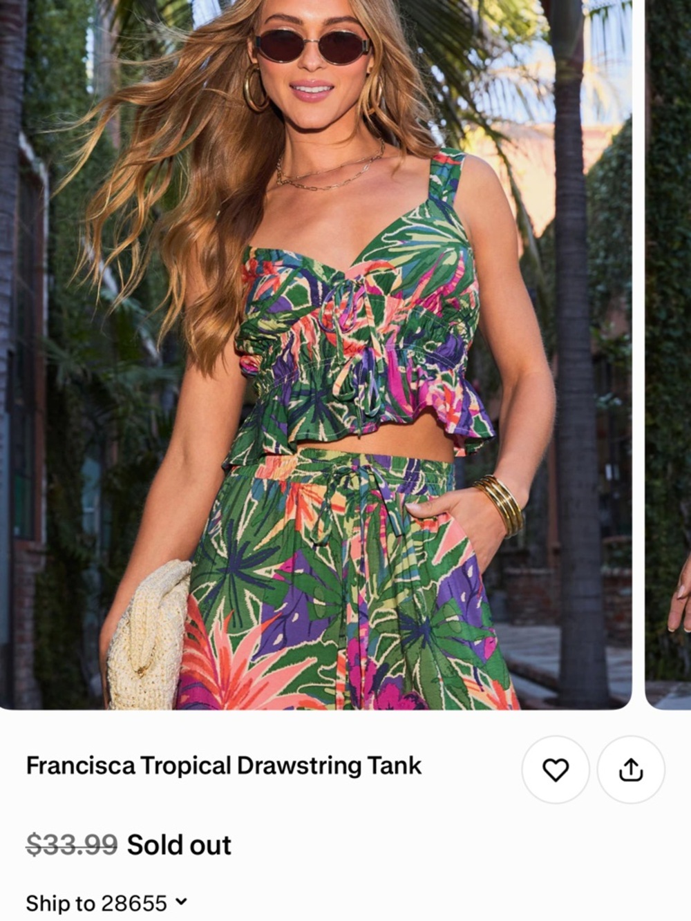 Vici Francisca Tropical Drawstring Tank